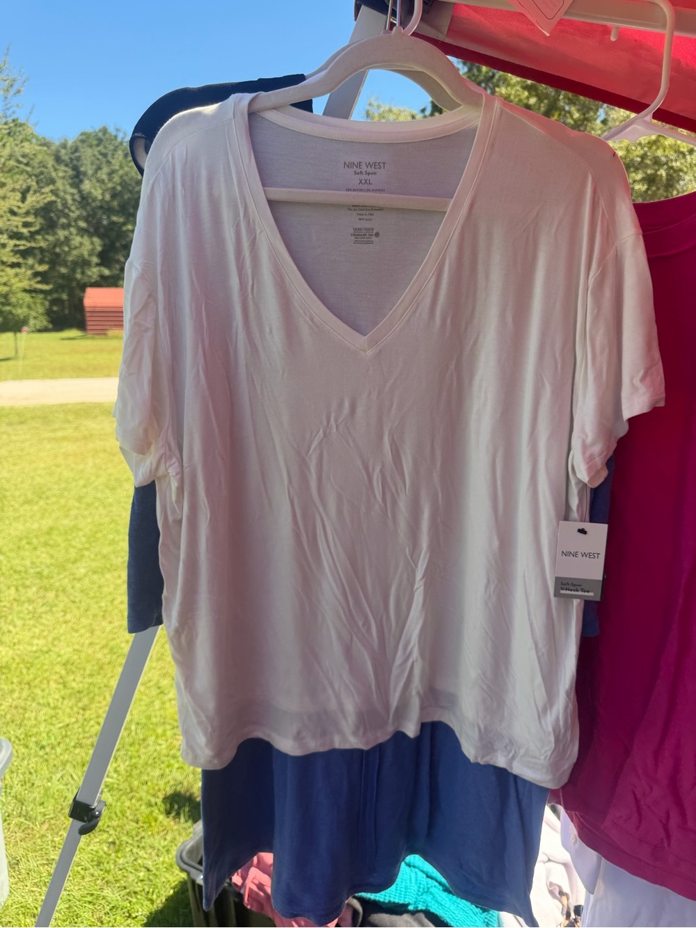 Nine West Pale Pink V-Neck Short Sleeve Tee